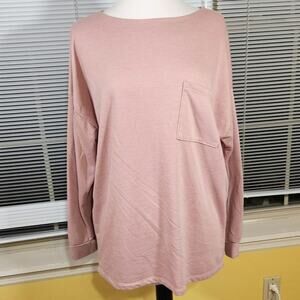White Birch $40 XL Pale Pink Terry Long Sleeve Ballet‎ Neck Tunic Sweatshirt